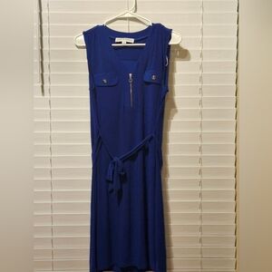 Emma & Michele Blue Sheath Midi Dress Crew Neck Sleeveless
